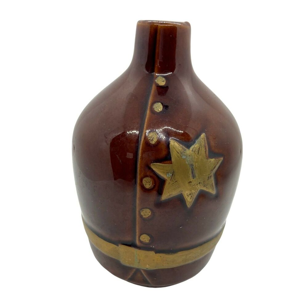 Potbelly Police Bobby Little Vase Vintage Norcrest Brown Tan Ceramic 6"